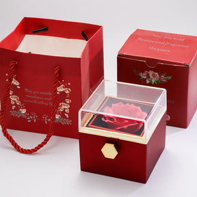 Caixa Rotativa Rosa Eterna Com Colar de Prata 925 Personalizado